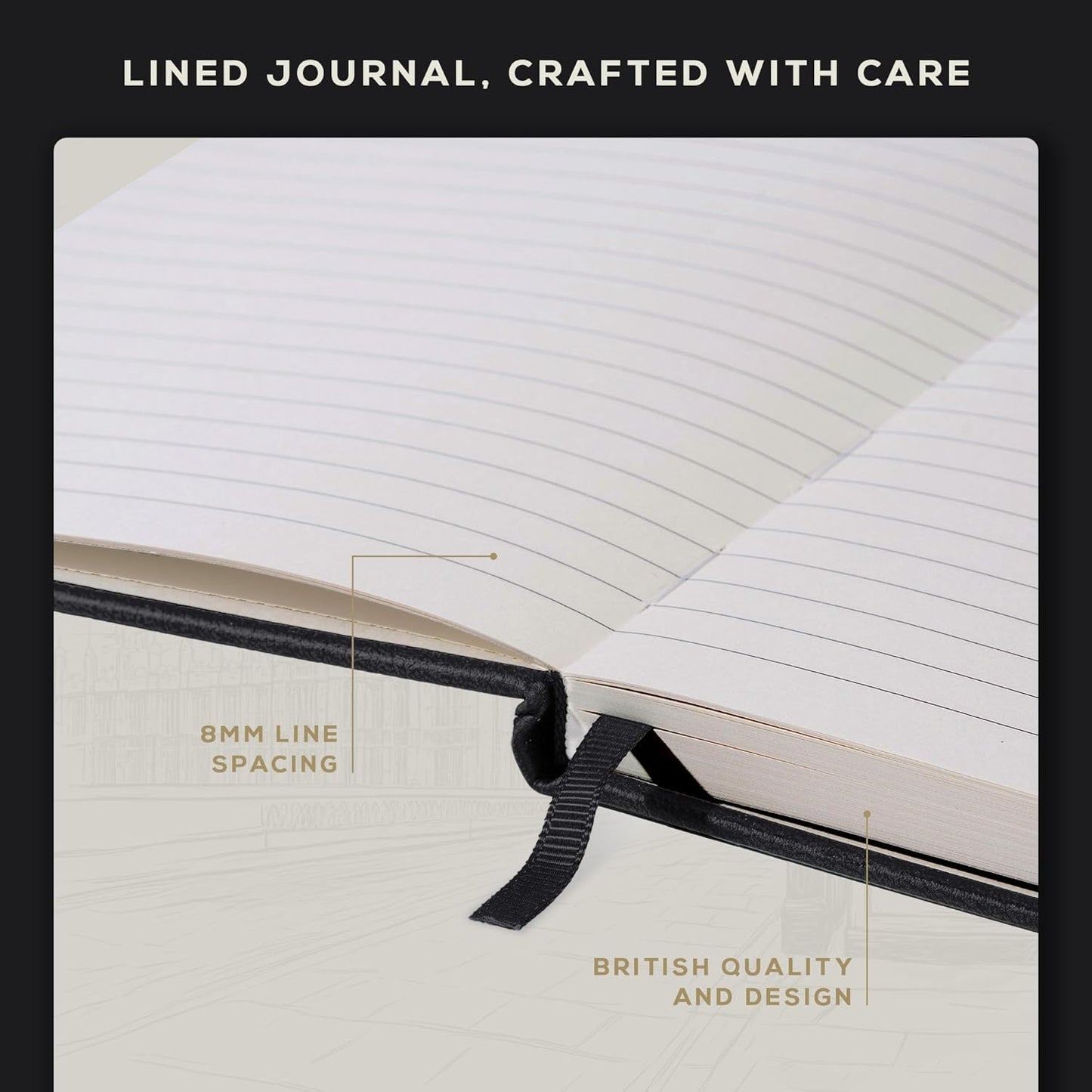 BEECHMORE BOOKS Lined Journal Notebook, 5.8 x 8.3 inch, A5 160 Lined Pages, Hardcover Leather Journals for Women, Men, Writing and Notebooks for Work - 120 GSM Thick Paper, Gifts Box Included