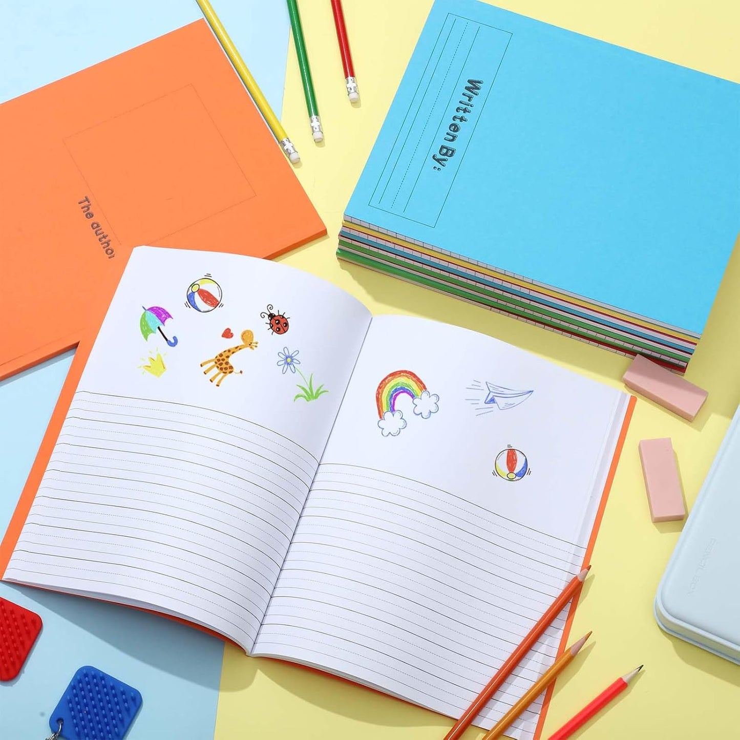 Henoyso 48 Pcs 120 Pages Primary Composition Notebooks K-2 9 3/4 x 7 1/2 Inch Journals Primary Journals Blank Books for Kids to Write Stories Kindergarten (Classic Color)