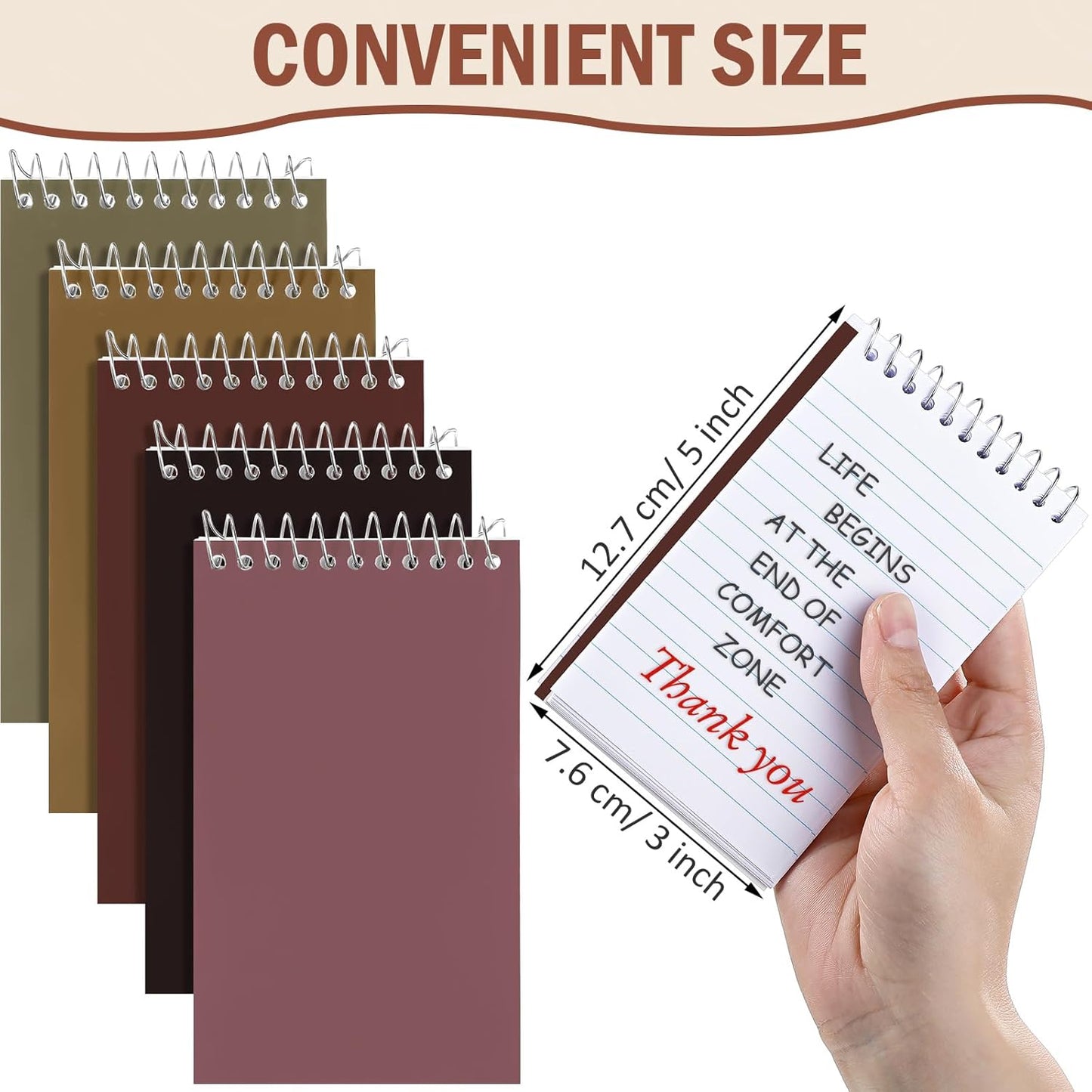 Teling 50 Pieces Spiral Memo Pads Bulk 3 x 5 Inch Small Note Pads Top Bound Lined College Ruled Paper Mini Notepad Pocket Spiral Notebooks for School Office Home Supplies, 75 Sheets (Retro Colors)