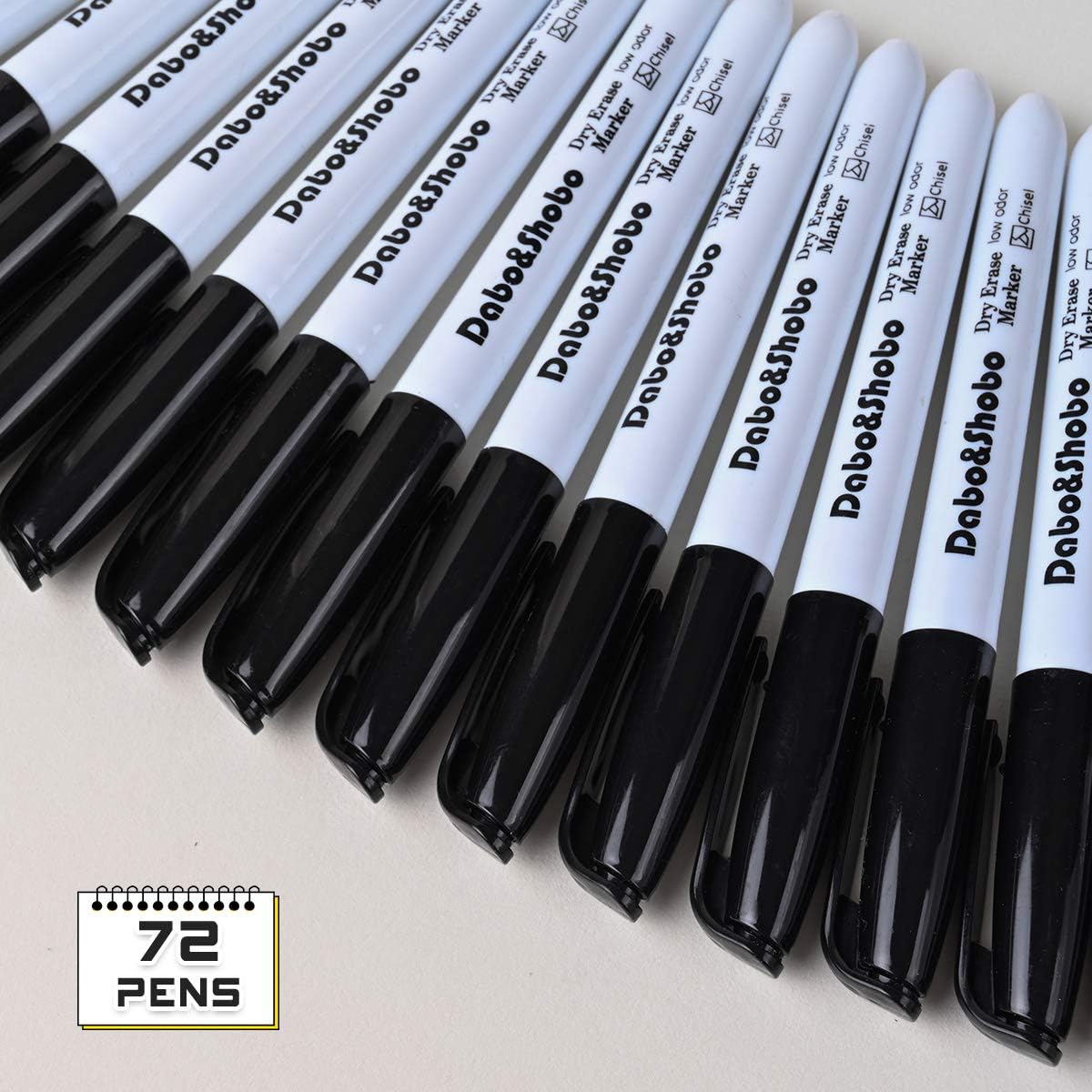 Dabo&Shobo Dry Erase Markers, （80 Count, Black,Chisel Tip）-White Board Markers/Pens ，Very Suitable for Writing on The School、 Office 、Home Dry Erase whiteboard Mirror Glass…