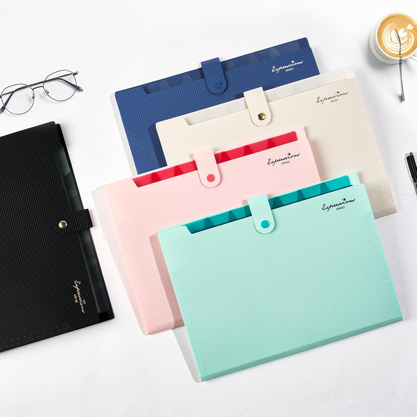Sooez Accordion File Organizer, 8 Pocket Expanding File Folder with Labels, Letter Size Folders for Documents, Portable Paper Bill Receipt Organizer for Home School Office Supplies, Dark Green