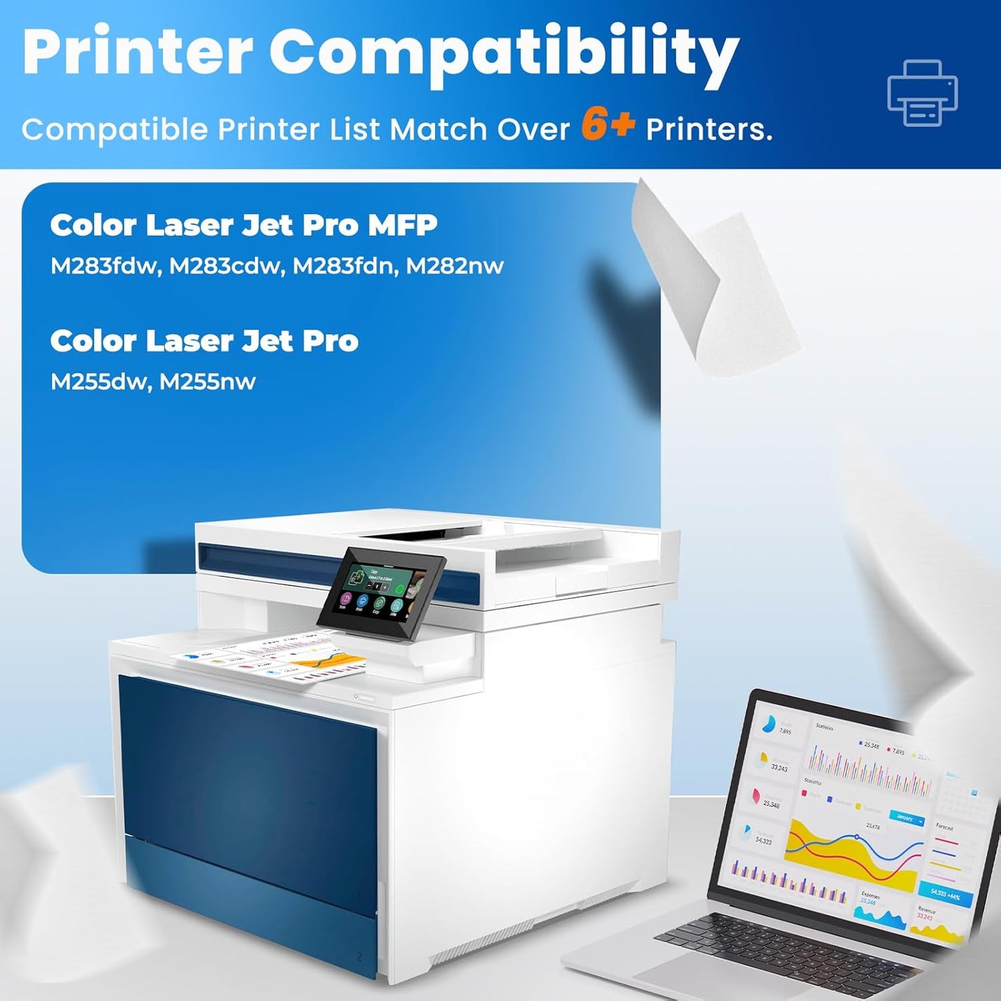 206A Toner Cartridges 4 Pack for Laser Jet M283fdw M283cdw M255dw Compatible for HP 206A 206X W2110A Compatible with Color Laser Jet Pro MFP M283fdw M283cdw M283fdn Pro M255nw M255dw Ink Cartridges