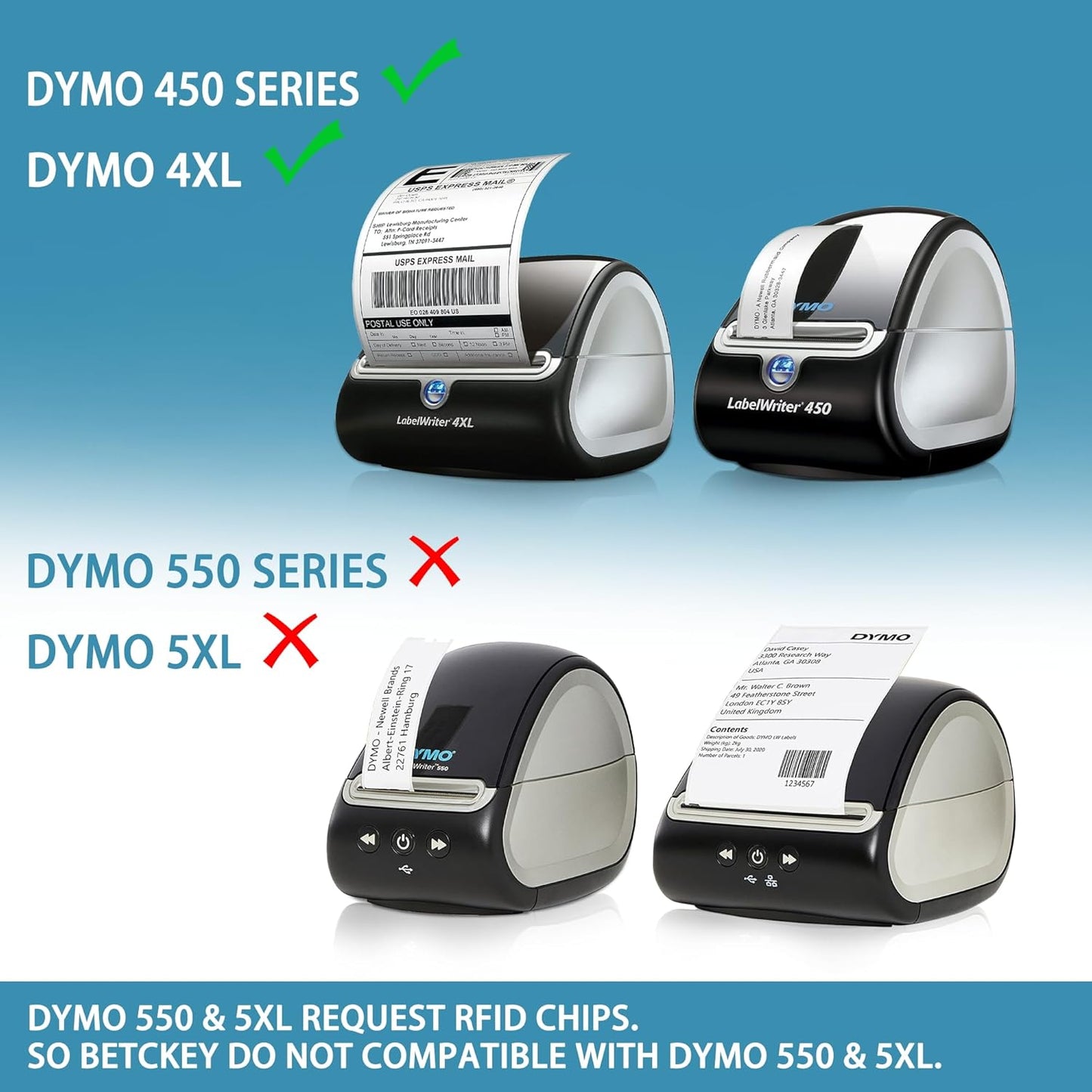 BETCKEY - Compatible DYMO 30252 (1-1/8" x 3-1/2") Address & Barcode Replacement Labels - Compatible with Rollo, DYMO Labelwriter 450, 4XL & Zebra Desktop Printers[2 Rolls/700 Labels, Yellow]