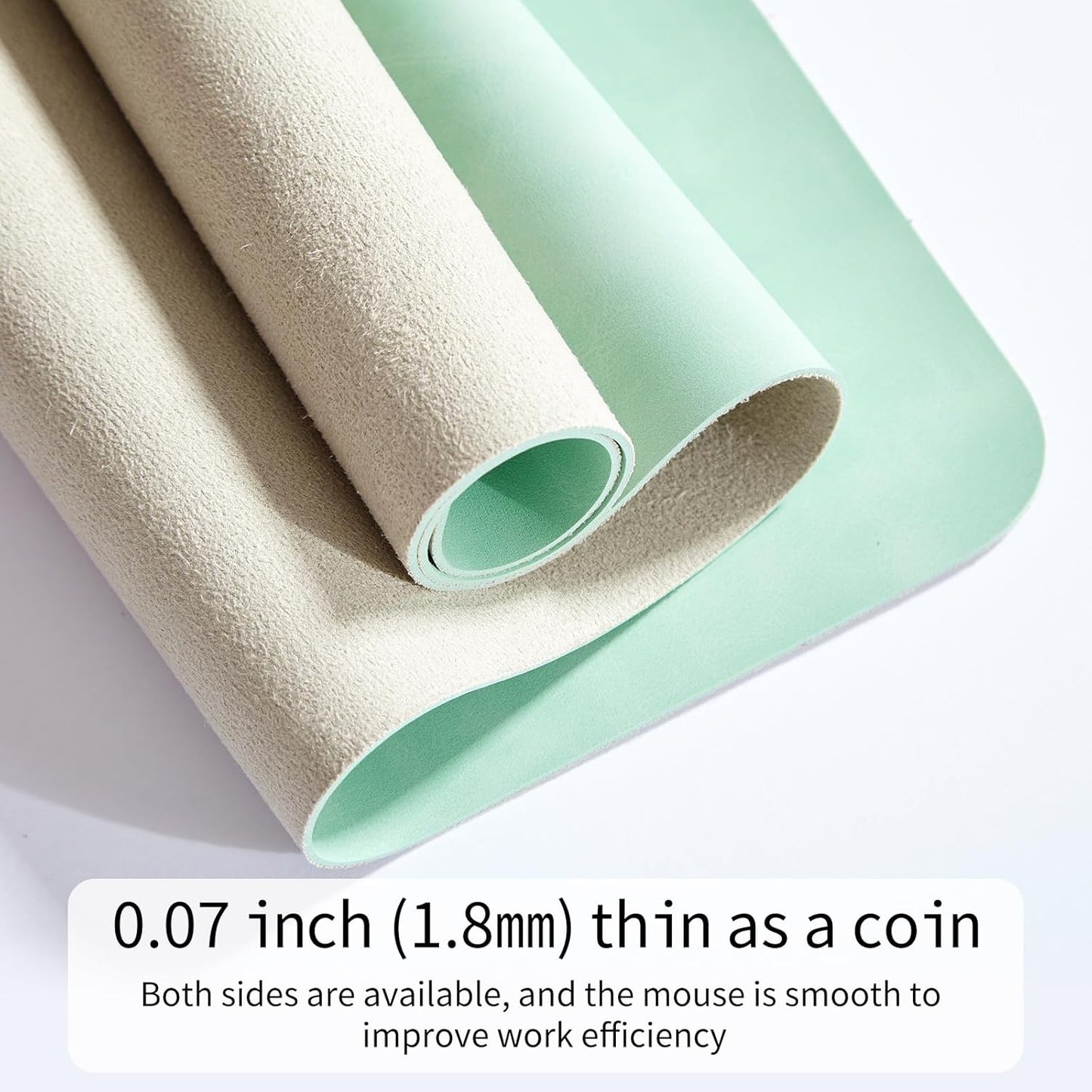 Crazy Horse Leather Desk Mat Large Mouse Pad Laptop Computer Desk Pad Waterproof Non-Slip Table Blotter Desktop Keyboard Writing Pad for Office and Home (Light Green, 120x43cm)