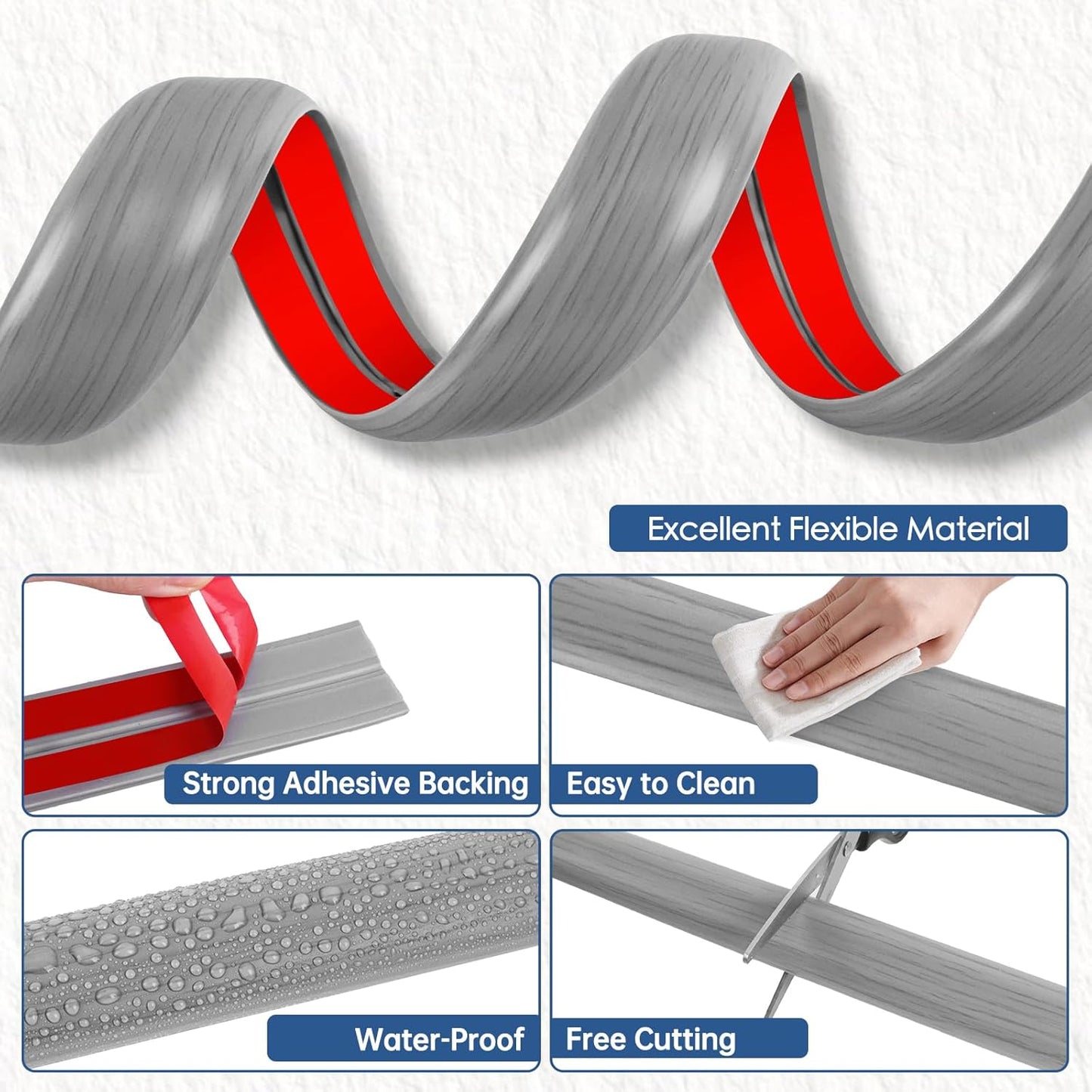 Floor Cord Cover for Wires on Floor Self Adhesive Cord Hider Floor Cable Management Wire Covers for Cords Protector Prevent Cable Trips Cord Cavity W 0.51" x H 0.31", Gray Wood, 3.3Ft