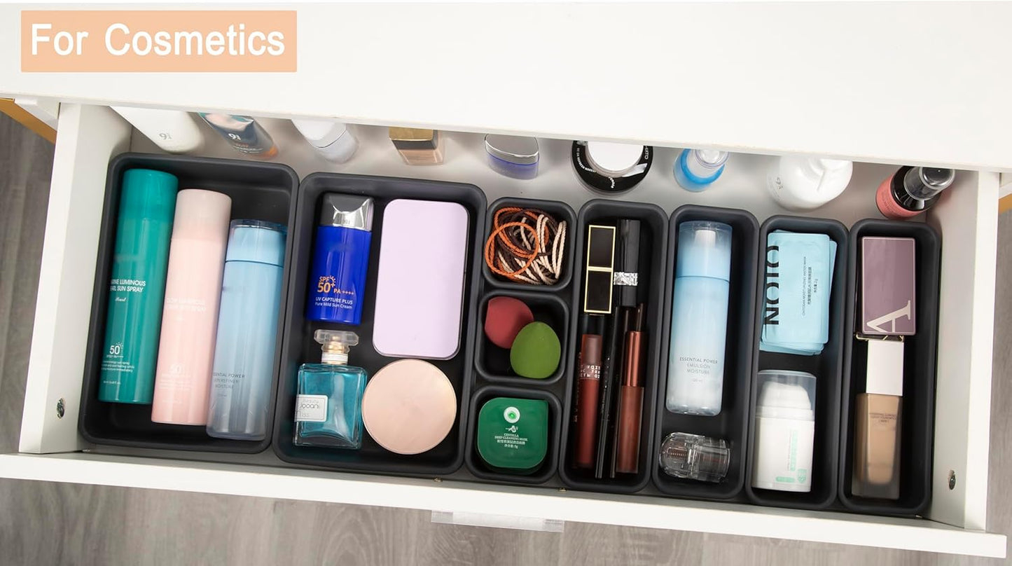 25 PCS Interlocking Desk Drawer Organizer Separator for Office,Bathroom,Kitchen,Makeup,Tool（4 Sizes）