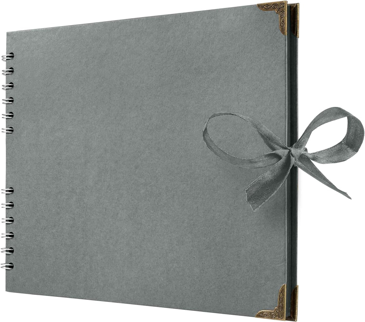 Bstorify Square Scrapbook Photo Albums 50 Pages (11 x 8.5 Inch) Grey Thick Paper, Hardcover, Ribbon Closure - Ideal for Your Scrapbooking Albums, Art & Craft Projects (Grey, 11 x 8.5 Inch)