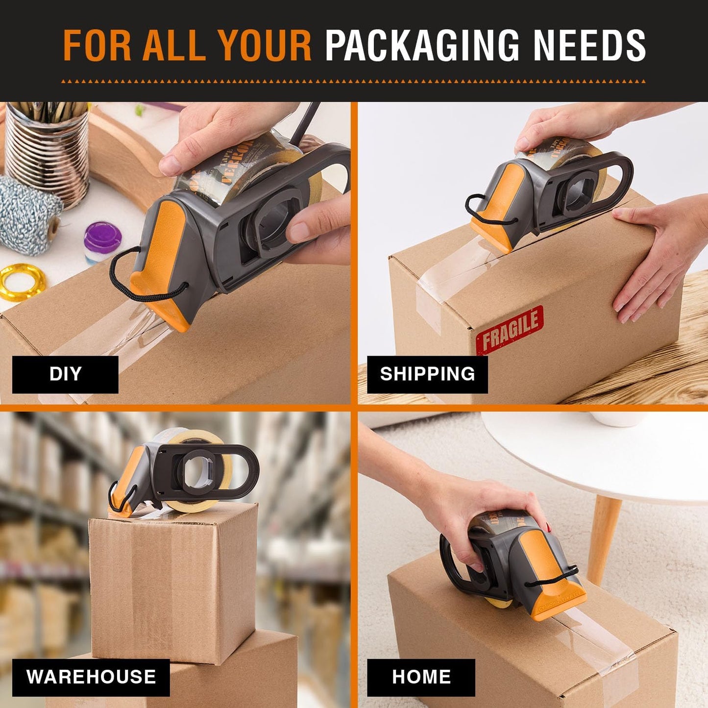 Professional-Grade Clear Packing Tape (6 Rolls) - Heavy Duty Tape for Packing, Moving Boxes, Shipping, Mailing, Storage, and More - Packaging & Shipping Supplies (48mm x 50m per Roll)
