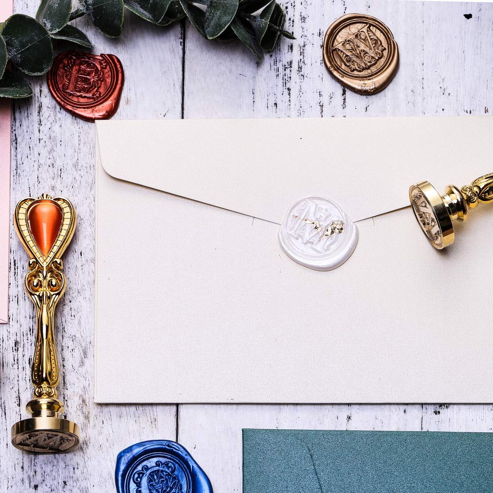 Lucky Goddness Gold Letter K Sealing Wax Stamp, Alphabet Wax Seal Stamp for Envelope Wedding Invitation