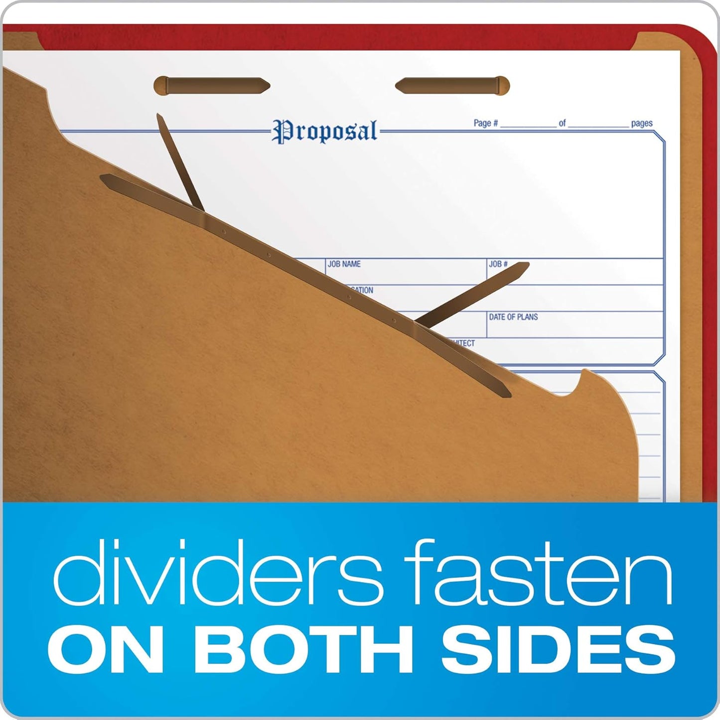 Pendaflex Classification Folders, Standard, 2 Dividers, Embedded Fasteners, 2/5 Cut Tab, Bright Red, Legal Size, 10/BX (29031P)