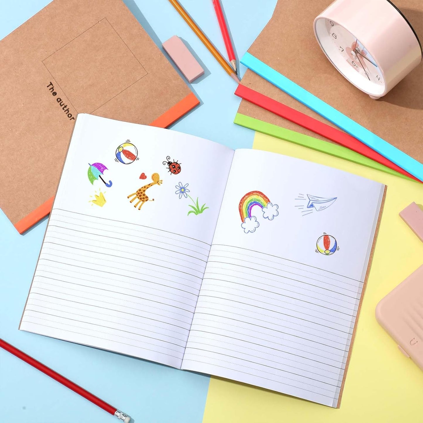 Henoyso 20 Pcs 120 Pages Primary Composition Notebooks K-2, Primary Journal Grades K-2, Writing Journal Practice Notebook for Kids in Preschool, Kindergarten, Back to School Supplies (Rainbow)