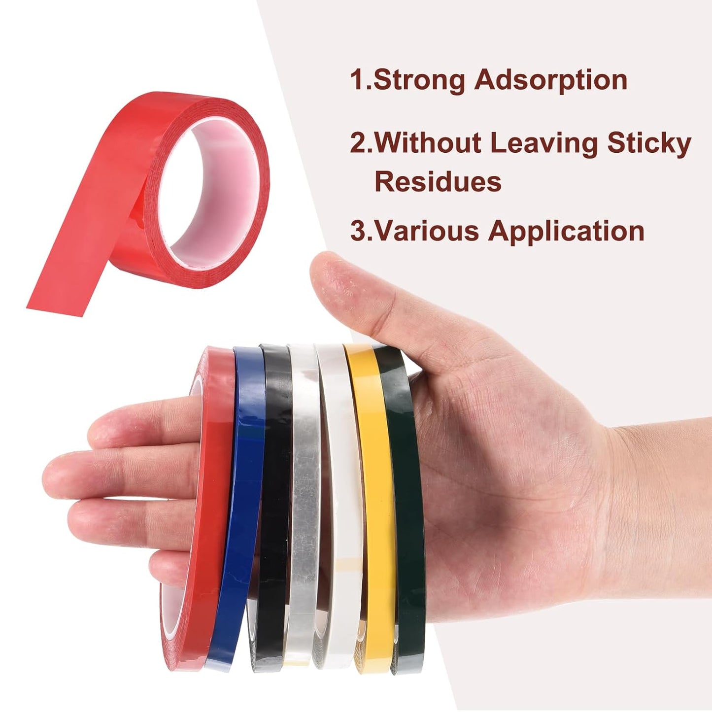 MECCANIXITY 2 Rolls Whiteboard Tape Graphic Chart Tape 40mm 54.7 Yard Art Tape Thin Self-Adhesive Pinstripe Tape Masking Tape for Gift Wrapping Craft Supplies, Red