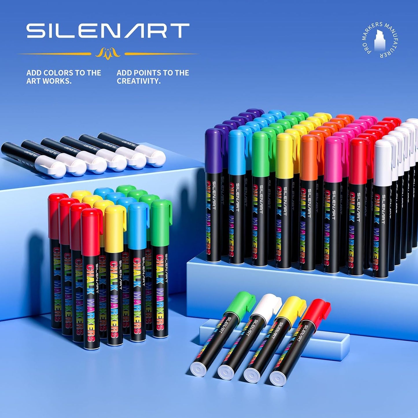 SILENART Chalk Markers Fine Tip - 1mm Liquid Chalk Marker for Blackboard Window Car Glass Washable