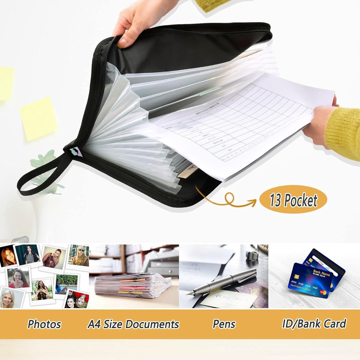 Gredecor Leopard Spots Neon Gradient Expanding File Folder 13 Pockets Expandable Filing Folders Accordion Document Files Organizer for A4 Letter Size Paper