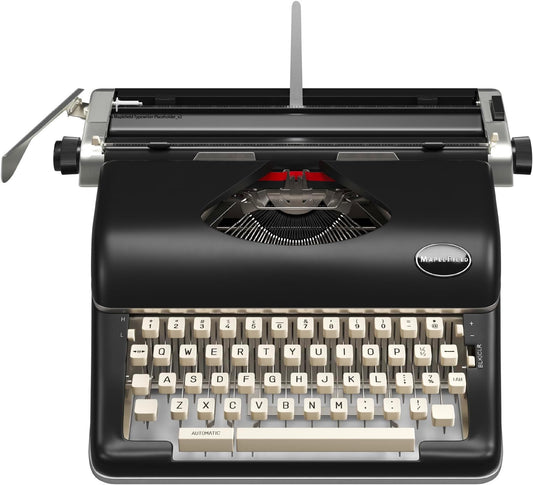 Maplefield Vintage Manual Typewriter - Black Metal - Desk Accessories & Office Supplies for Home Office