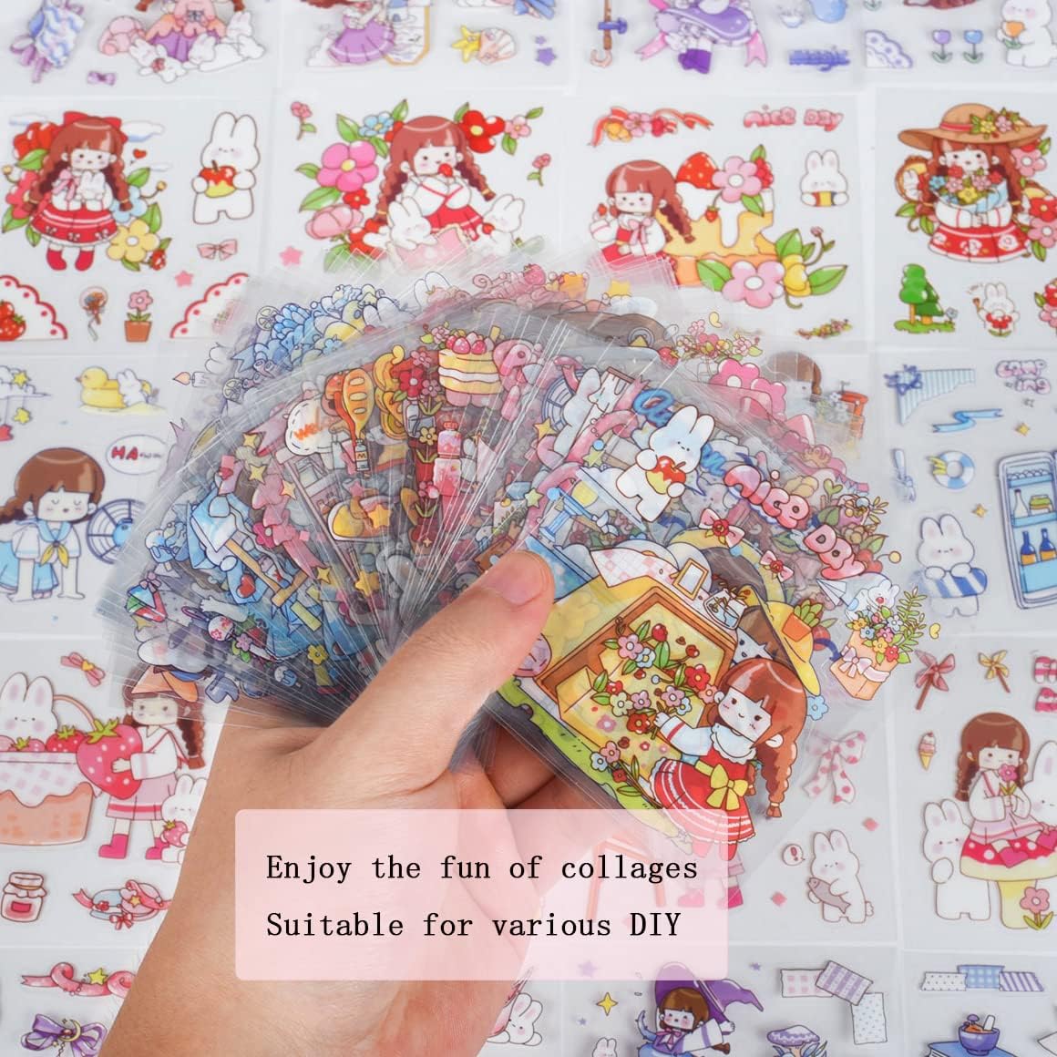 Kawaii Cute Cartoon Girl Stickers - 100 Sheets PET Aesthetics Decoration Journals Supplies Sticker for Dairy Bullet Album Journal Scrapbooking Calendars Phone Case Laptop DIY Crafts