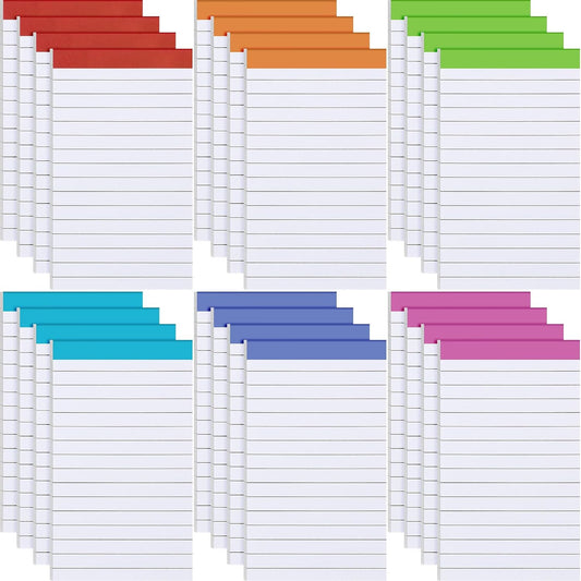 Colarr 24 Pack Legal Pads 3 x 5 Inches Lined Notepads 50 Sheets Wide Ruled Writing Pads for School College Office Business