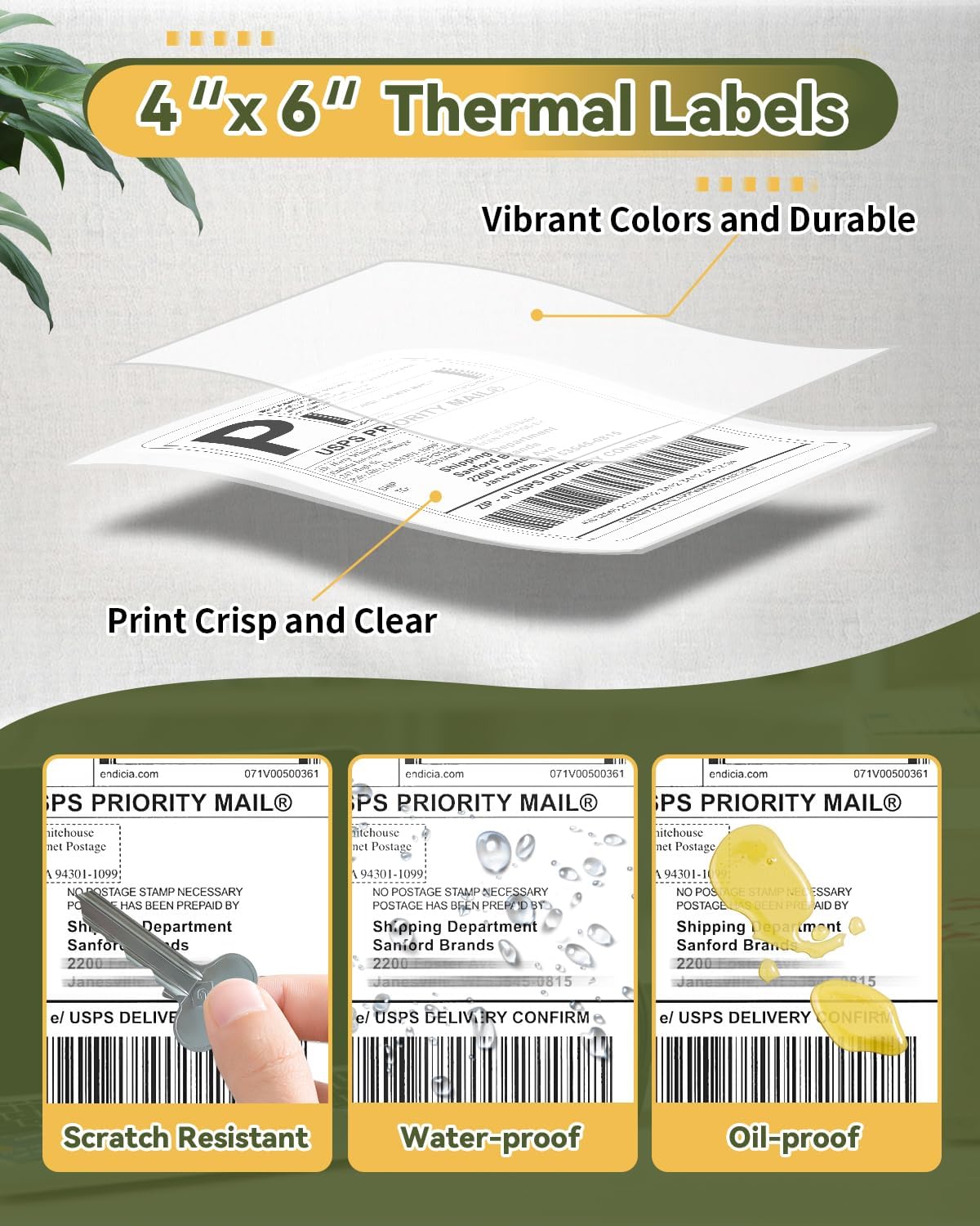 4x6 Thermal Paper, Pack of 500 Fanfold Shipping Labels with Perforated Line, Compatible with Thermal Label Printer, Commercial Grade Mailing Labels