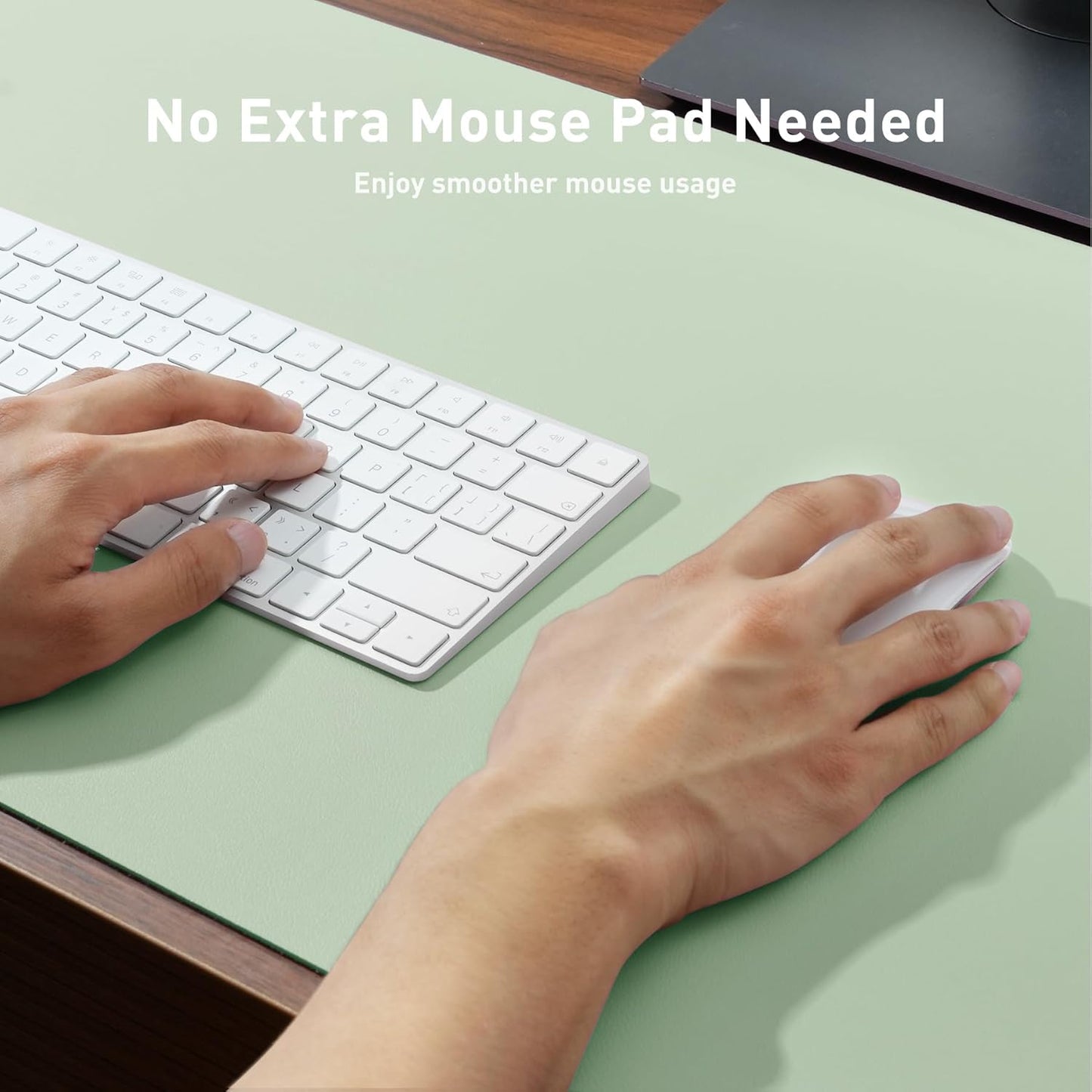 Aothia Large PU Leather Desk Pad Protector – Non-Slip Mouse Pad & Writing Mat for Office/Home, Waterproof, Easy to Clean (36" x 17", Aqua)