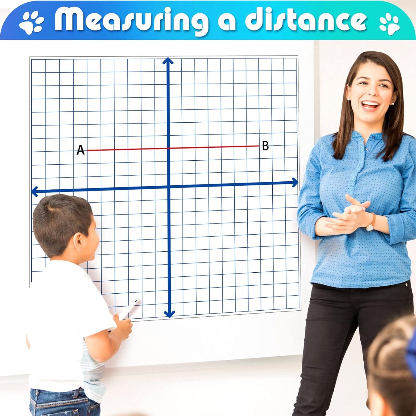 Teling 4 Pieces Jumbo Magnetic Xy Coordinate Dry Erase Grid 26 x 26 Inches, Magnet Graph Whiteboard for Classrooms, Teaching, Learning Tools