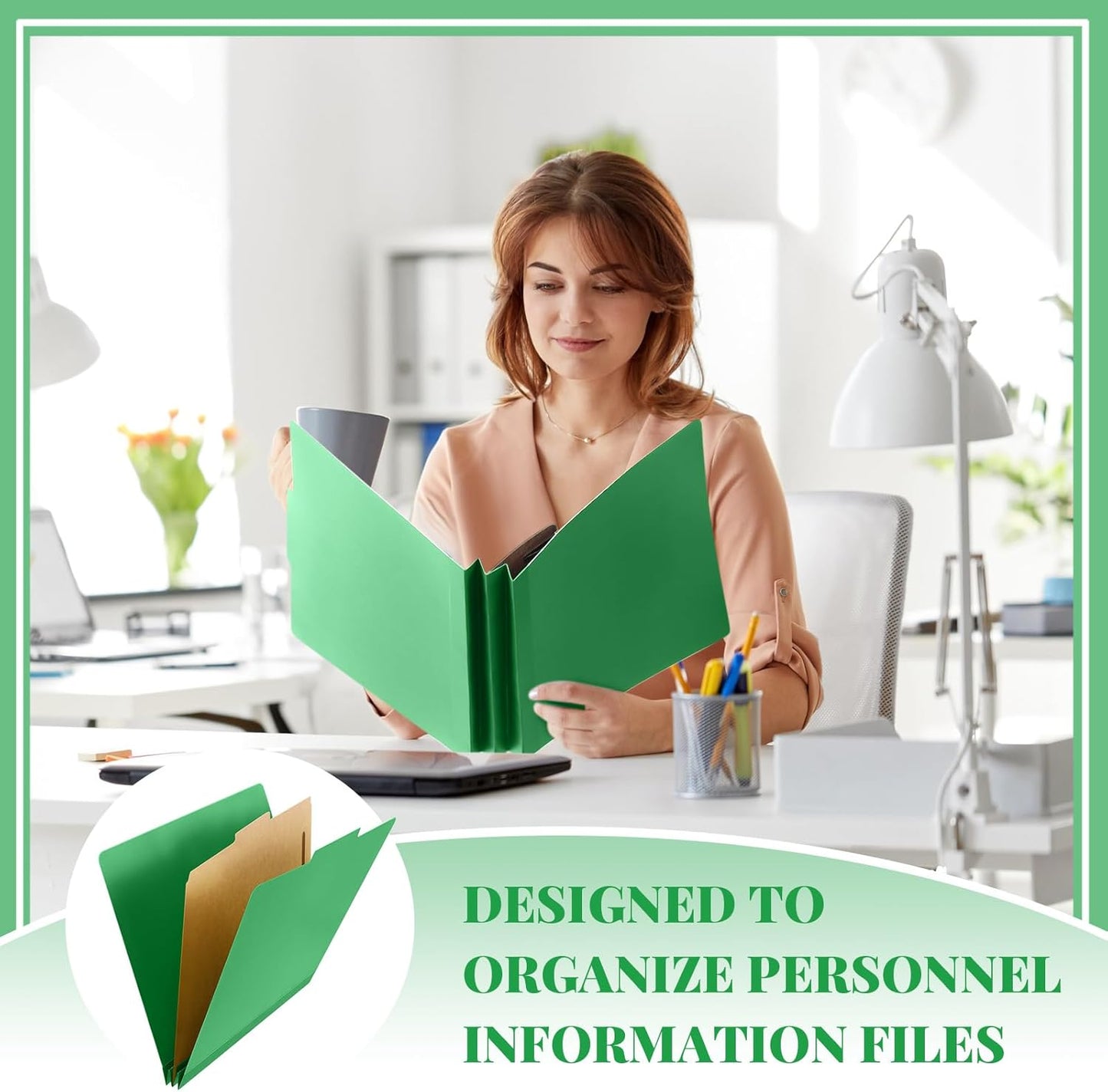 72 Pcs Classification Folders Letter Size, 1 Divider Pressboard File Folder with Fasteners, Expanding File Organizer Bulk for Teachers, Clergy, Office, Church, Christmas Donations (Green)
