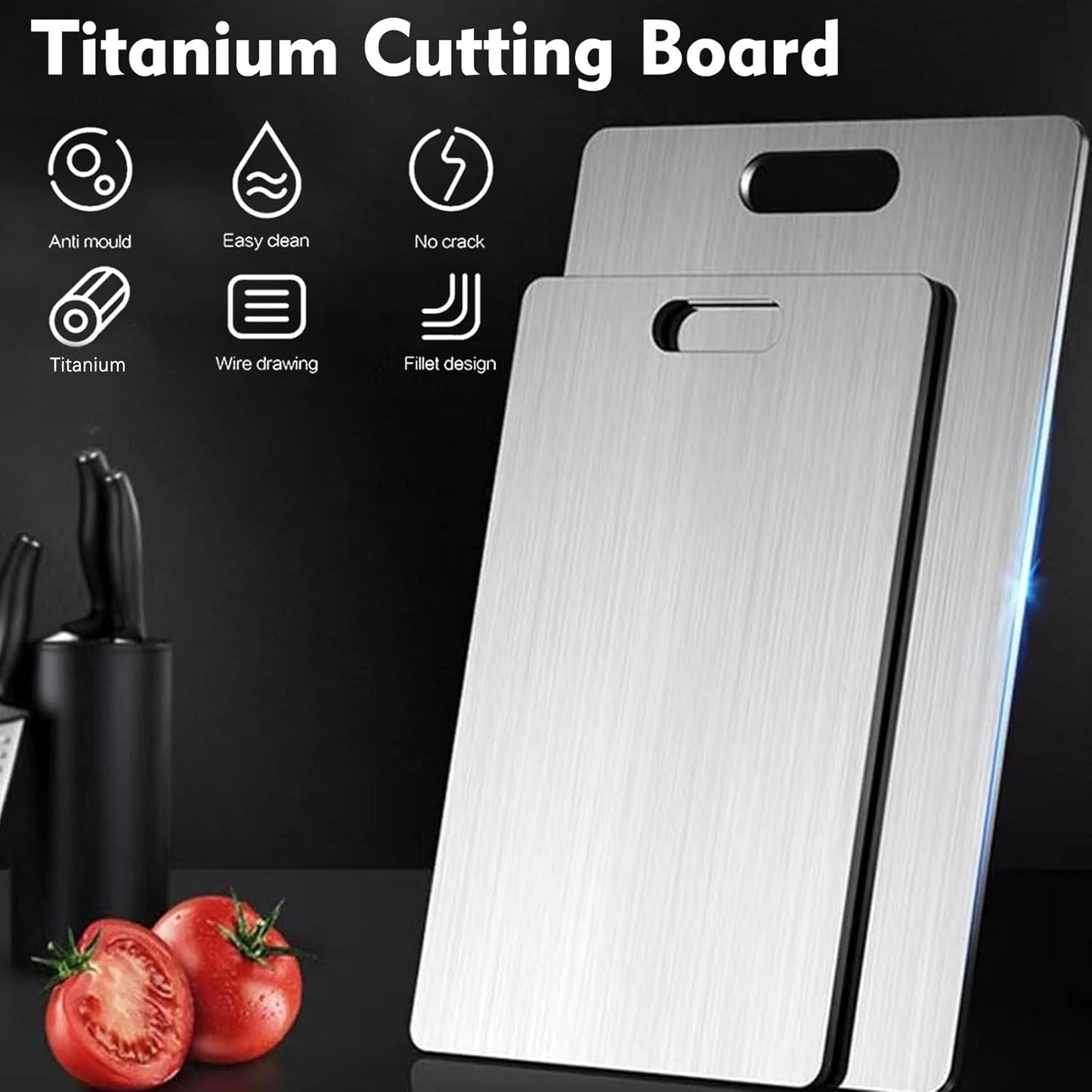 Titanium Cutting Board - 1 pack Titanium Cutting Boards for Kitchen,Double Sided Titanium Cutting Mat（17.91 * 11.81in）