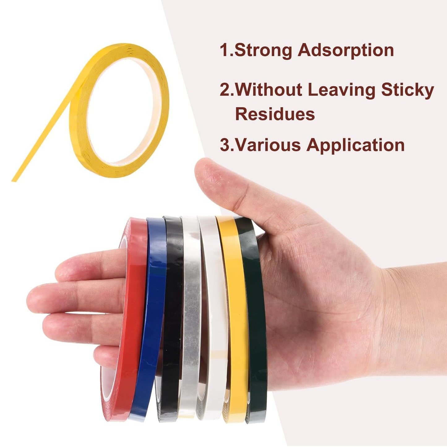MECCANIXITY 10 Rolls Whiteboard Tape Graphic Chart Tape 8mm 54.7 Yard Art Tape Thin Self-Adhesive Pinstripe Tape Masking Tape for Gift Wrapping Craft Supplies, Yellow