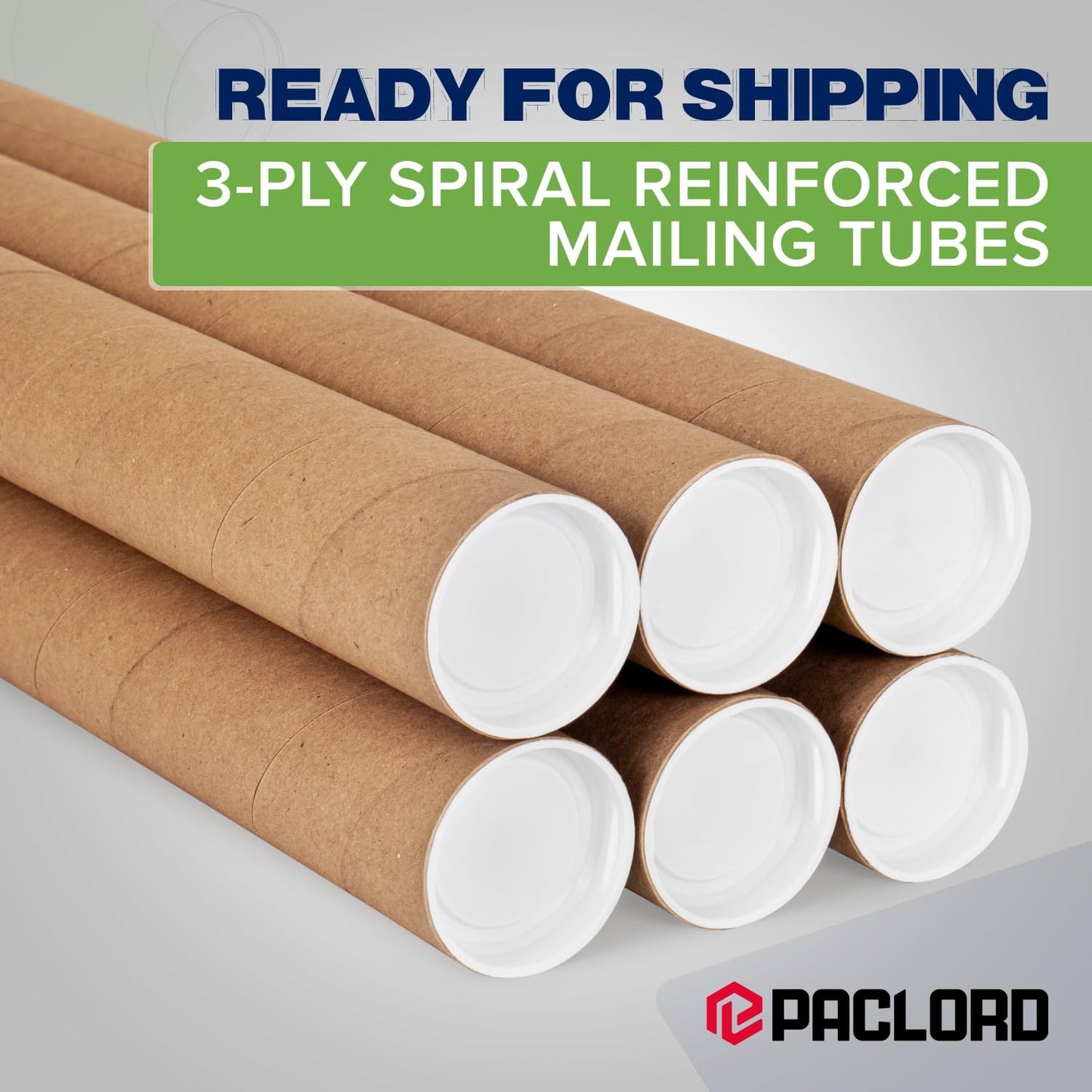 2" x 72" Reinforced Kraft Paper Mailing Tube, Pack of 4 Tubes with 8 Caps – Secure USPS Approved Poster Tube – Cardboard Tube for Shipping and Storing Posters, Prints, Artwork, or Documents