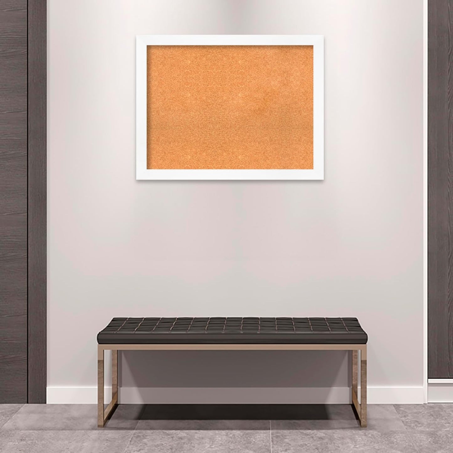 Amanti Art Natural Cork Board for Wall, 27x35 Vision Board with White Frame, Large Corkboard Office Decor for Home Organization, Modern Corkboard Pinboard to Display Items for Home Organization in