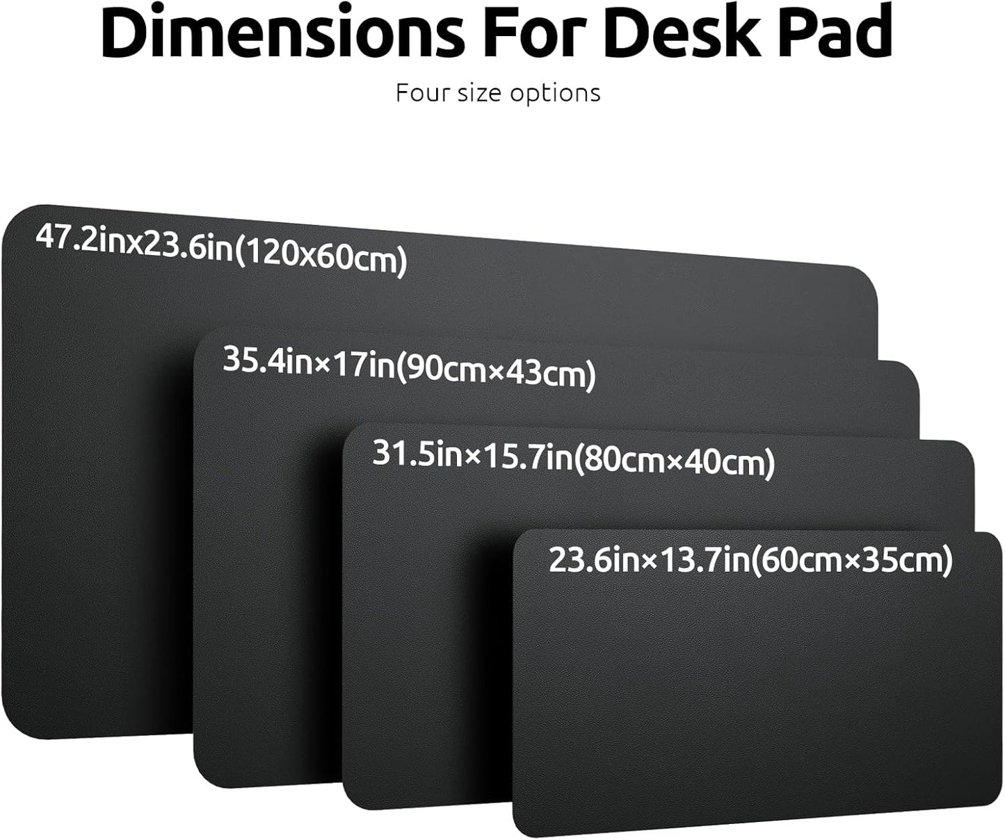 YSAGi Leather Desk Protector, Office Mat, Large Mouse Mat, Non-Slip PU Leather Blotter, Laptop Desk Pad, Waterproof Writing Pad for Office and Home (Black, 47.2" x 23.6")