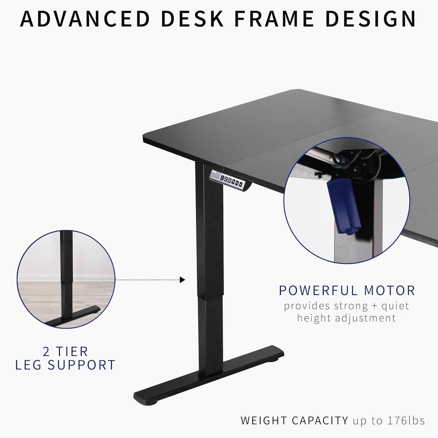 VIVO Electric 71 x 30 in Rustic Standing Desk, Memory Height Adjustment, 1B Series, Black and Vintage Brown Top, Black Frame, DESK-KIT-1B7BN