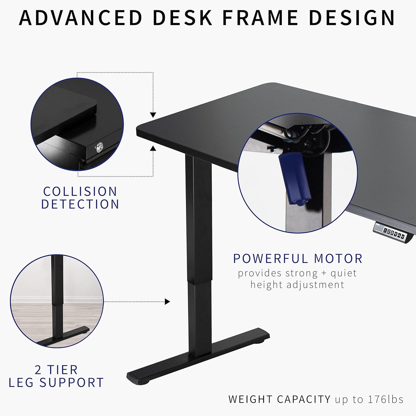 VIVO Electric 43 x 24 in Rustic Standing Desk, Memory Height Adjustment, 1B Series, One-Piece Vintage Brown Top, White Frame, DESK-KIT-1W4N