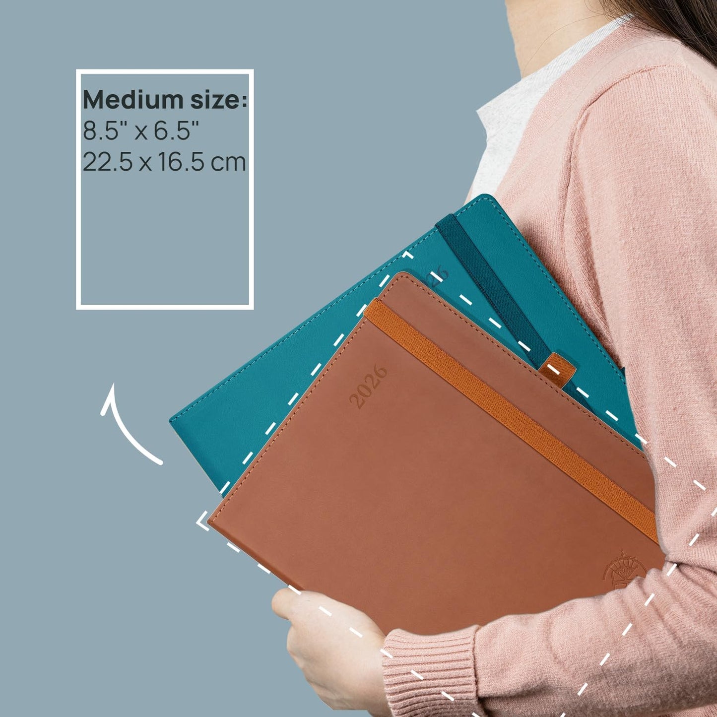 POPRUN 2026 Planner (Medium - 6.5'' x 8.5'') - 2026 Weekly Calendar ((Jan. 2026 - Dec. 2026) with Hourly Time Slots, Weekly/Monthly Appointment Book for Time Management - Leather Soft Cover - Night Sky Blue