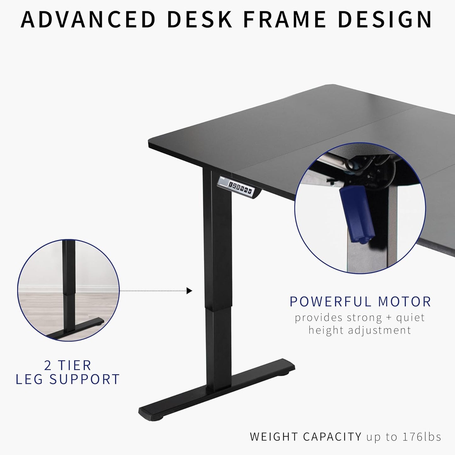 VIVO Electric 71 x 36 in Standing Desk, Memory Height Adjustment, 1B Series, Black Top White Frame, DESK-KIT-1W7B-36