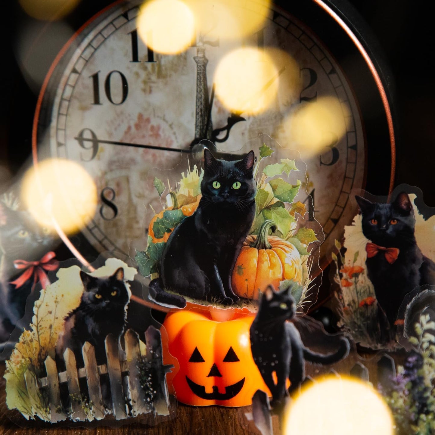 Alideco 120pcs Scrapbook Stickers Black Cat Theme Scrapbooking Junk Journal Crafts Embelishment Decoration Diary Stickers (heiliyademao)