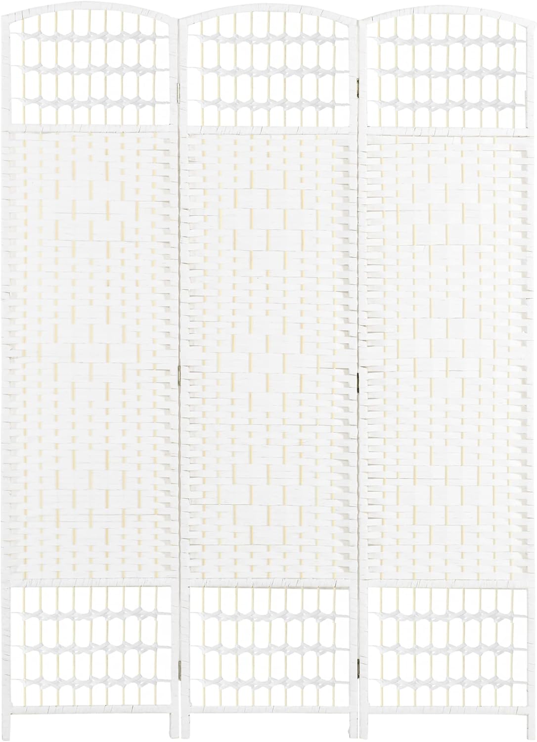 HOMCOM 3 Panel Room Divider, Folding Privacy Screen, 5.6' Room Separator, Wave Fiber Freestanding Partition Wall Divider, White