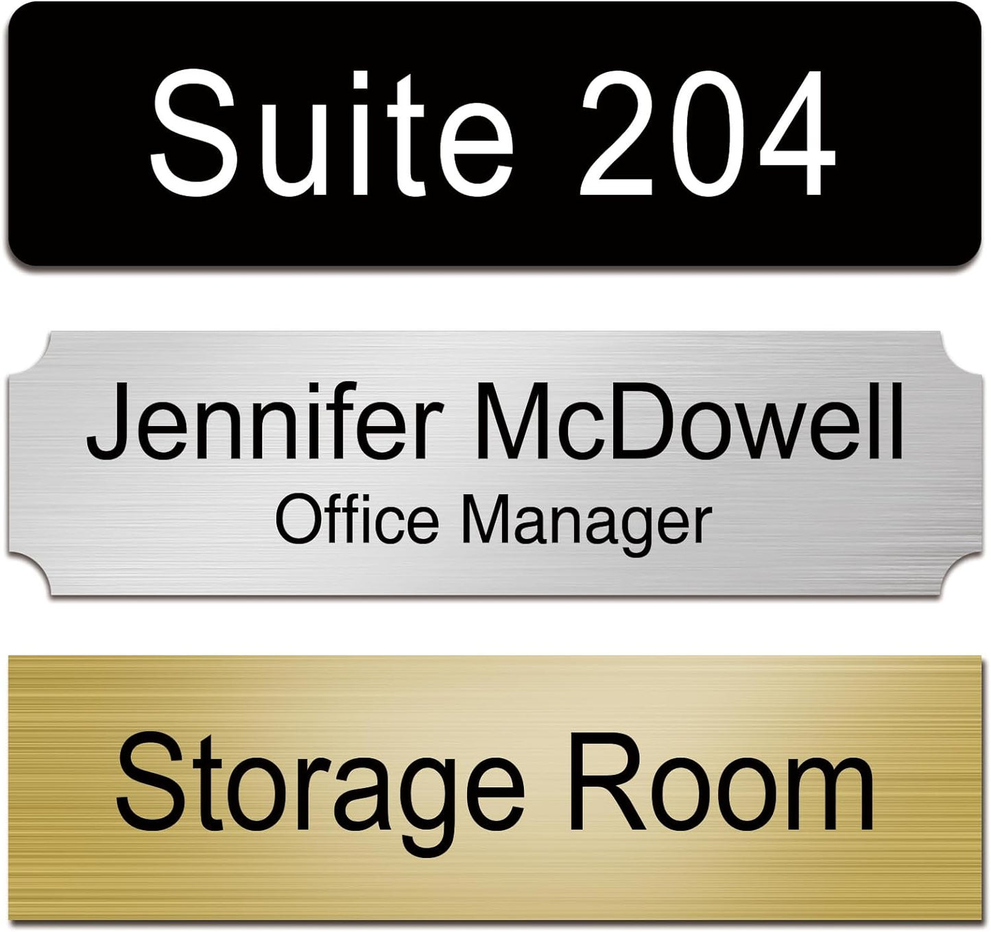 Custom Office Engraved Name Plate for Door or Wall Sign, Personalized Door Name Plate for Office with Adhesive, Laser Engraving, 10 Colors Available, 3 Styles (2" x 8")