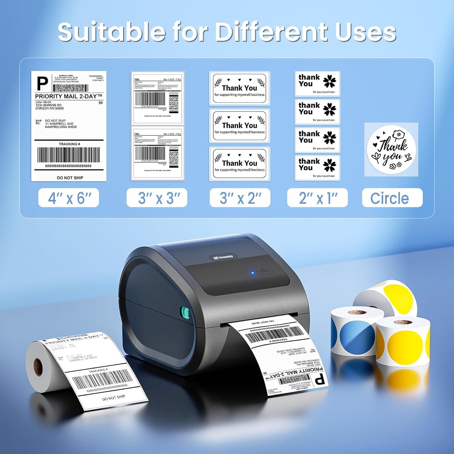 Bluetooth Thermal Label Printer 4x6 - D520BT Thermal Shipping Label Printer for Small Business, Wireless Label Printer with Built-in Label Holder, Compatible with USPS, Shopify