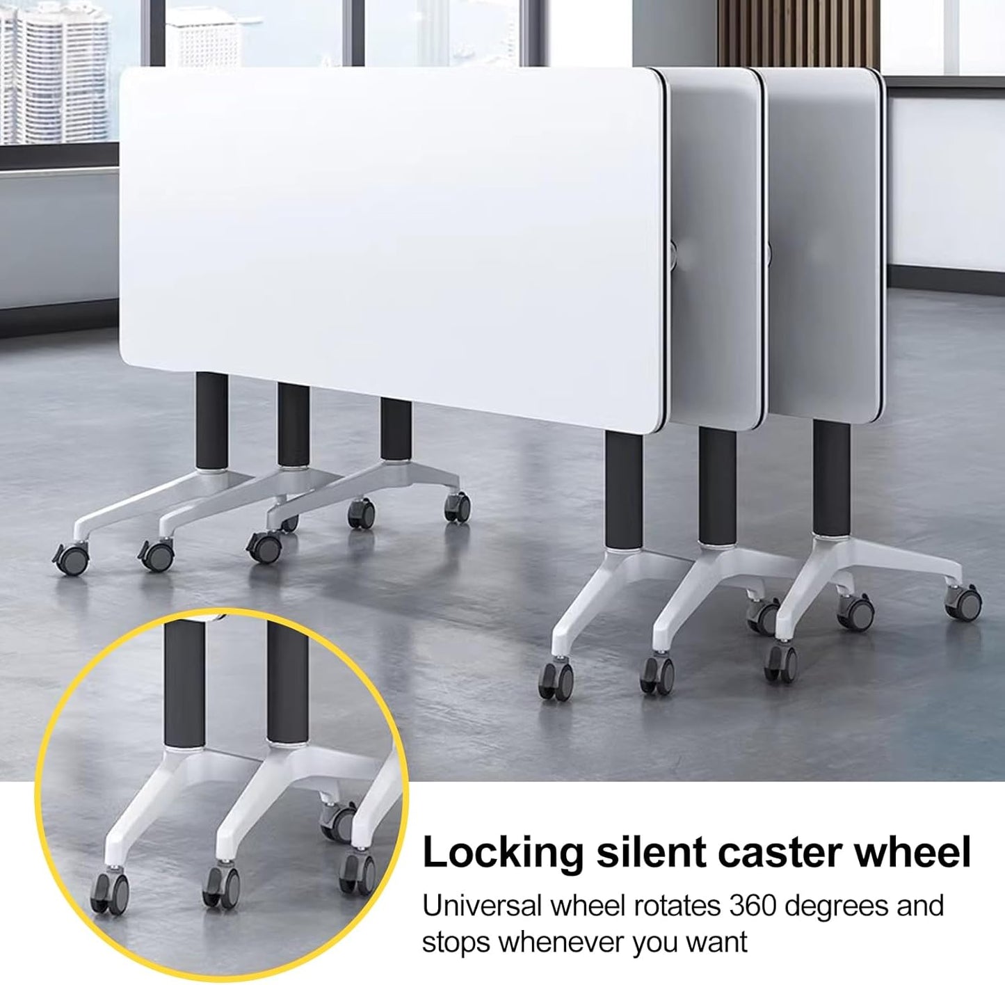Conference Room Table with Flip-Top Design for Dynamic Meetings, Business Table Computer Desk with Heavy-Duty Frame,Foldable Seminar Meeting Tables for Home Office (4, E, 55.1IN)
