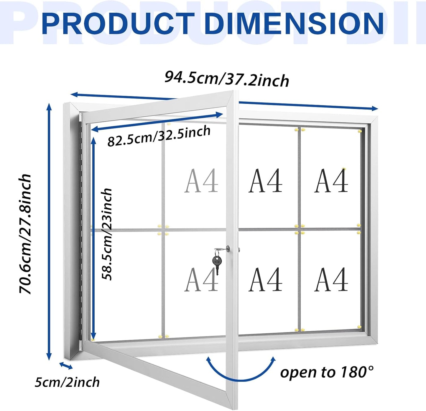 SWANCROWN Enclosed Bulletin Board Grey Felt Displays Boards Weather Resistant Wall Mounted Notice Case,37x28inches