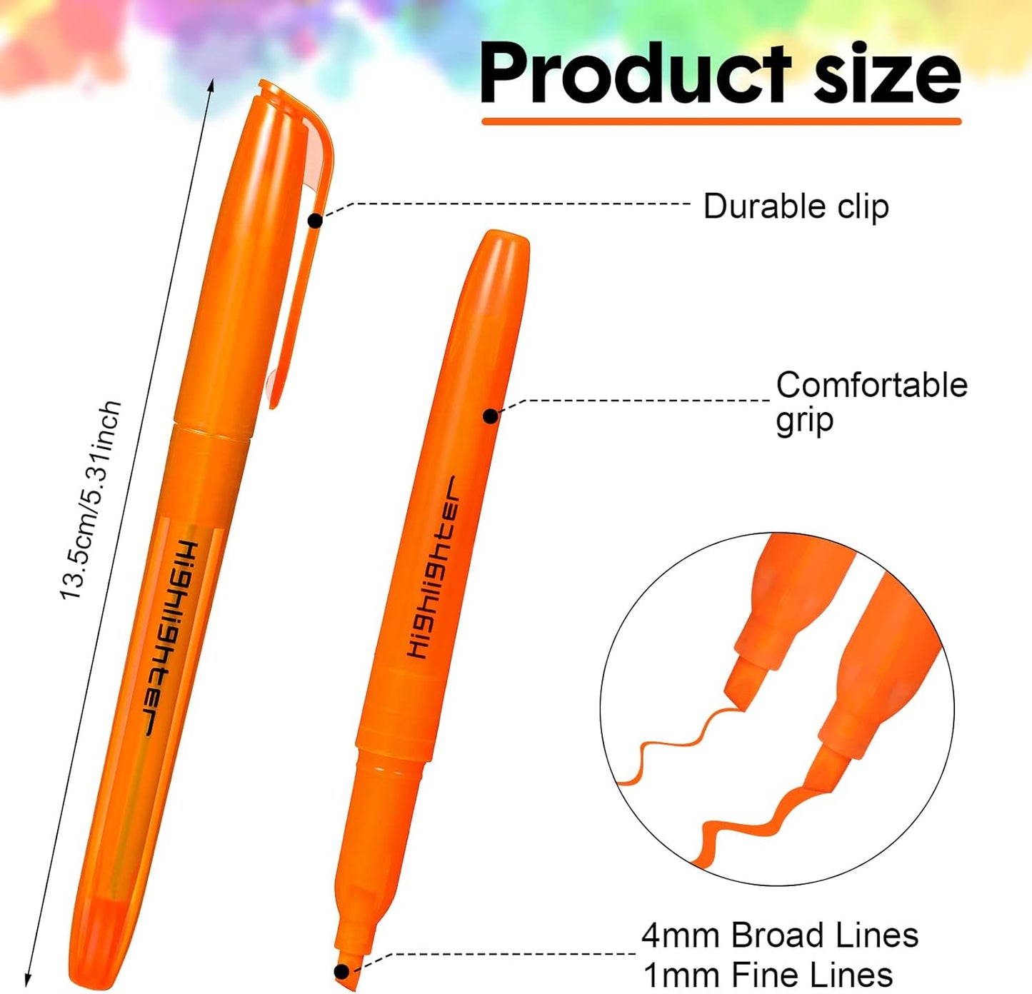 Thenshop 300 Pcs Highlighter Bulk Pack Assorted Colors Highlighter Markers Chisel Tip Fluorescent Pens for Office Classroom Back to School Supplies