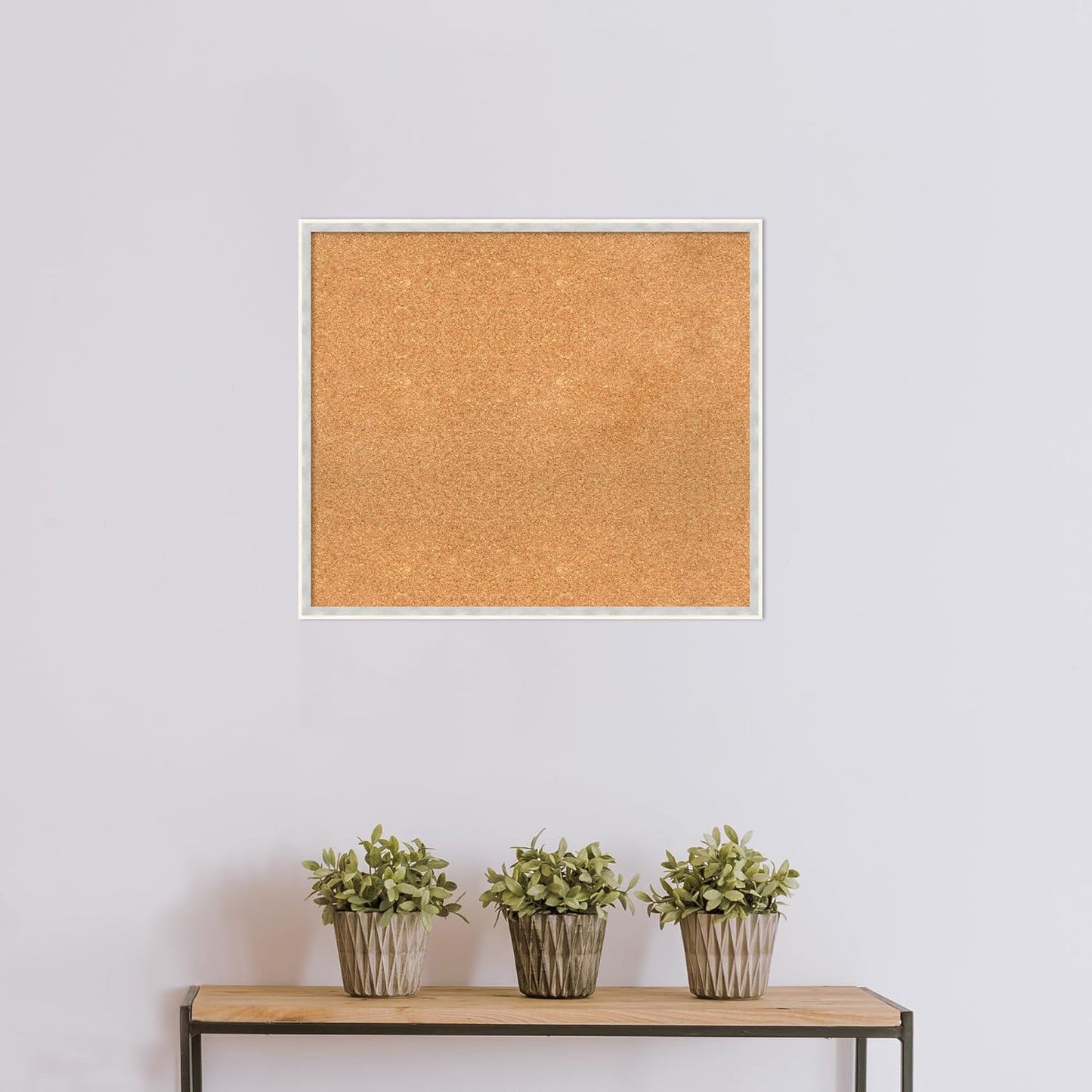 Amanti Art Natural Cork Board for Wall, 25x29 Vision Board with White Frame, Large Corkboard Office Decor for Home Organization, Modern Corkboard Pinboard to Display Items for Home Organization in