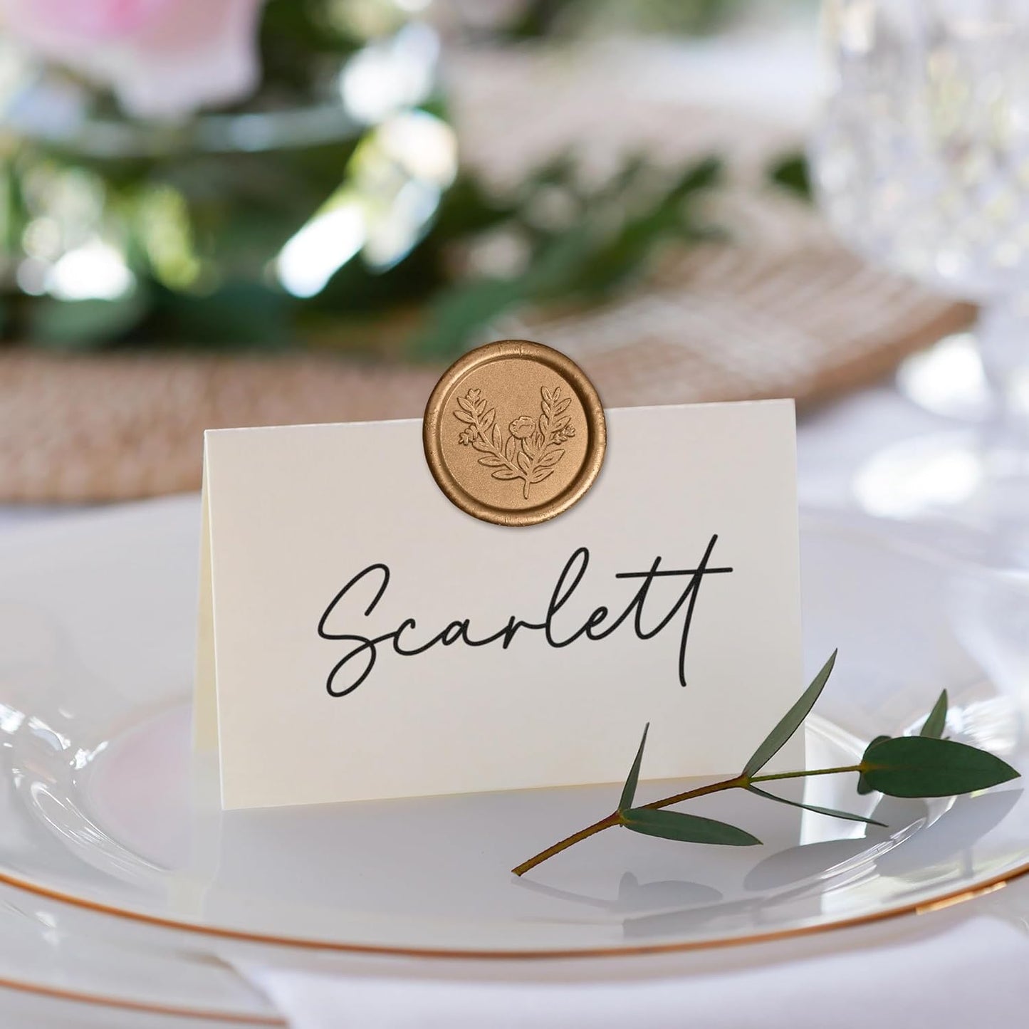 Handmade Wax Seal Stickers - Wedding Invitation Envelope Seal Stickers, 25 Pcs Self- Adhesive Stickers, Perfect for Invitation, Christmas, Gift Wrapping (Eucalyptus Style, Bronze Wax)