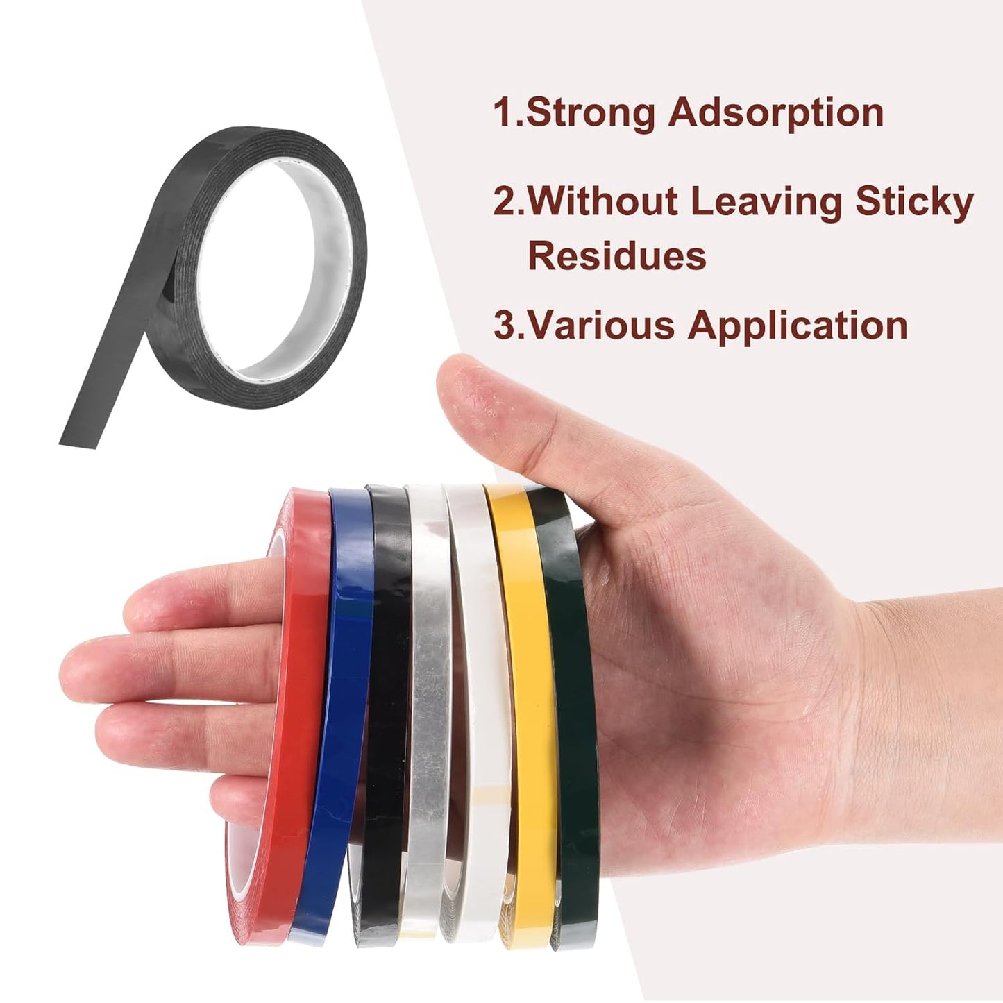 MECCANIXITY 6 Rolls Whiteboard Tape Graphic Chart Tape 18mm 54.7 Yard Art Tape Thin Self-Adhesive Pinstripe Tape Masking Tape for Gift Wrapping Craft Supplies, Black