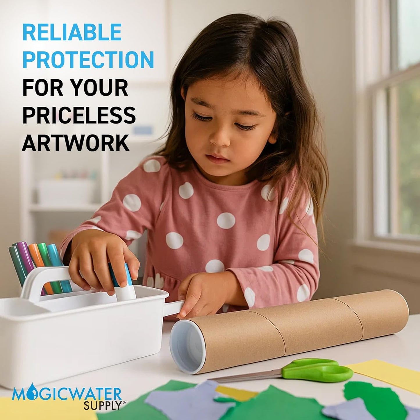 MagicWater Supply Mailing Tube - 1.5 in x 12 in - Kraft - 6 Pack - for Shipping and Storage of Posters, Arts, Crafts, and Documents