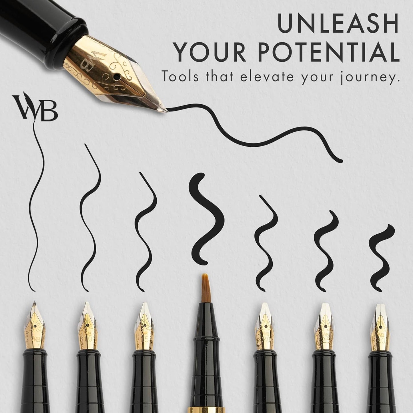Wordsworth & Black Calligraphy Pen Gift Set, Includes Bottle, 6 Cartridges, Refill Converter, 6 Replacement Nibs, Premium Package, Journaling, Smooth Writing Pens [Black Gold]