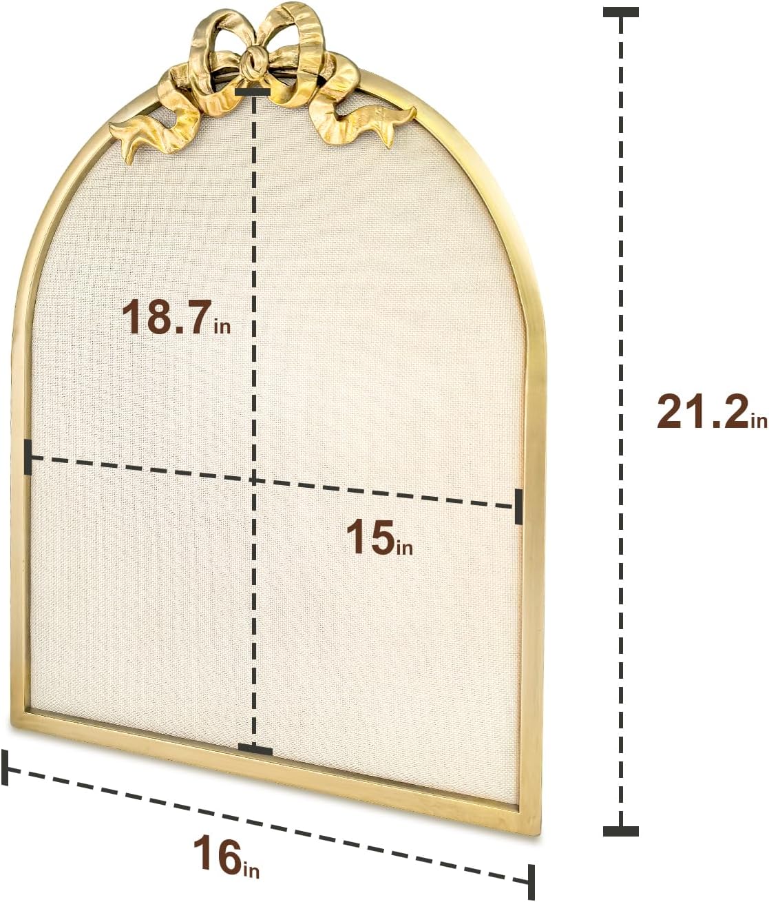 Vintage Arched Linen Cork Board with Gold Bowknot – Decorative Bulletin Board for Walls, Iron Frame Pin Board for Notes, Photos & Reminders, Elegant Vision Board for Home & Office 16"x21"
