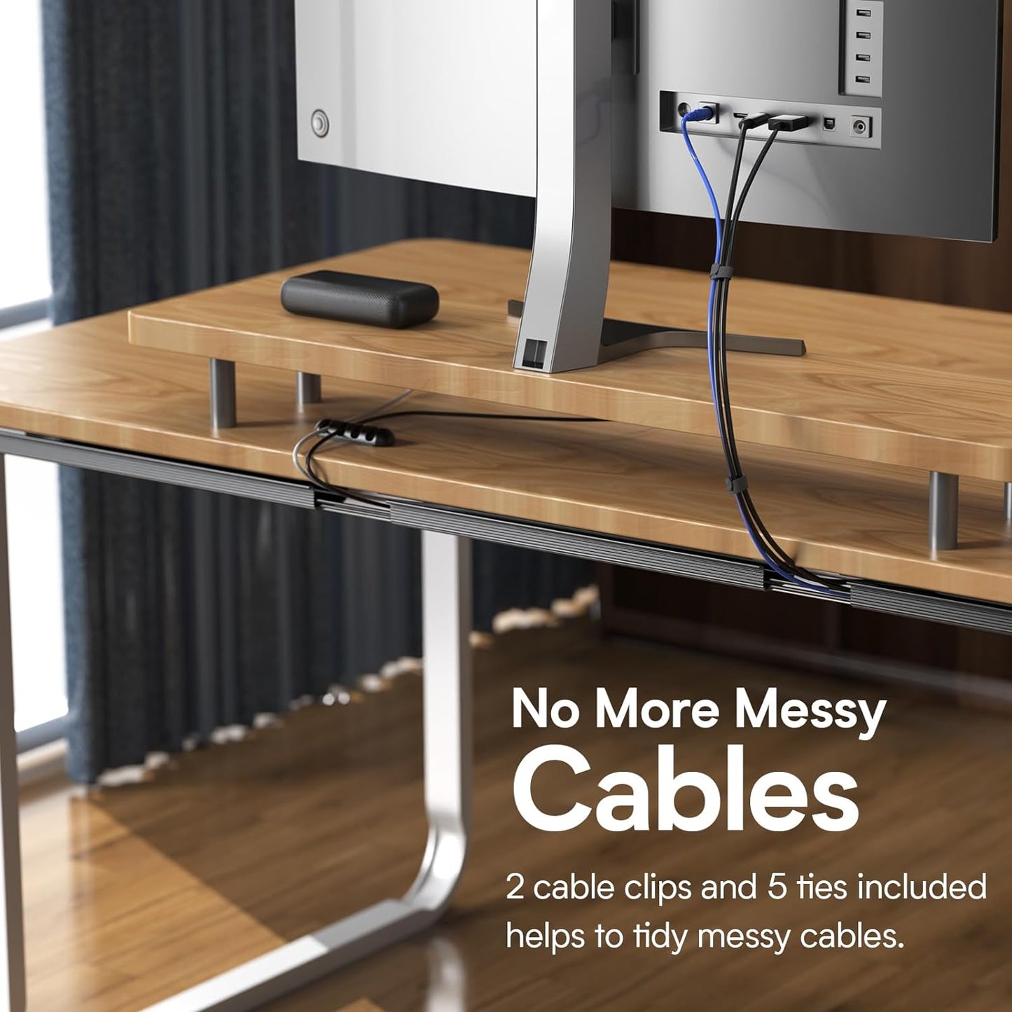 Delamu 4 Pack Cord Organizers for Desks, 62.8in Cable Organizer Cable Management Under Desk, Self Adhesive Wire Management Raceway, Desk Organizers and Accessories for Office&Home Organization, Black