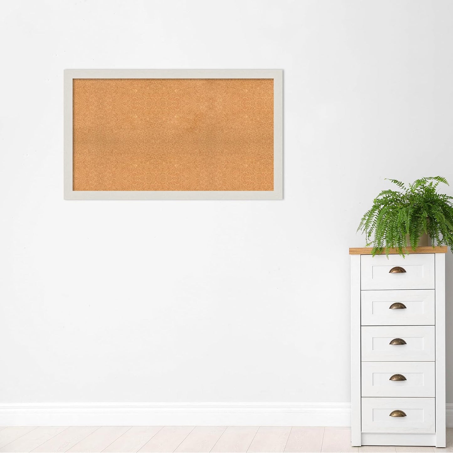Amanti Art Natural Cork Board for Wall, 29x49 Vision Board with White Frame, Oversize Corkboard Office Decor for Home Organization, Country Rustic Corkboard Pinboard to Display Items for Home