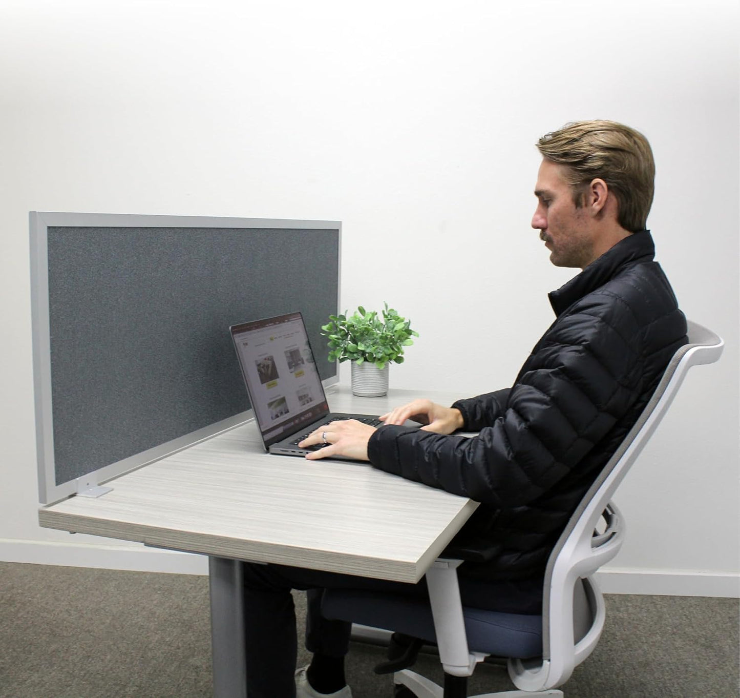 OBEX Acoustic Mounted Screen Privacy Panel Table Top Separator, Sound Blocking Desk Divider (Graphite, 24" X 24")
